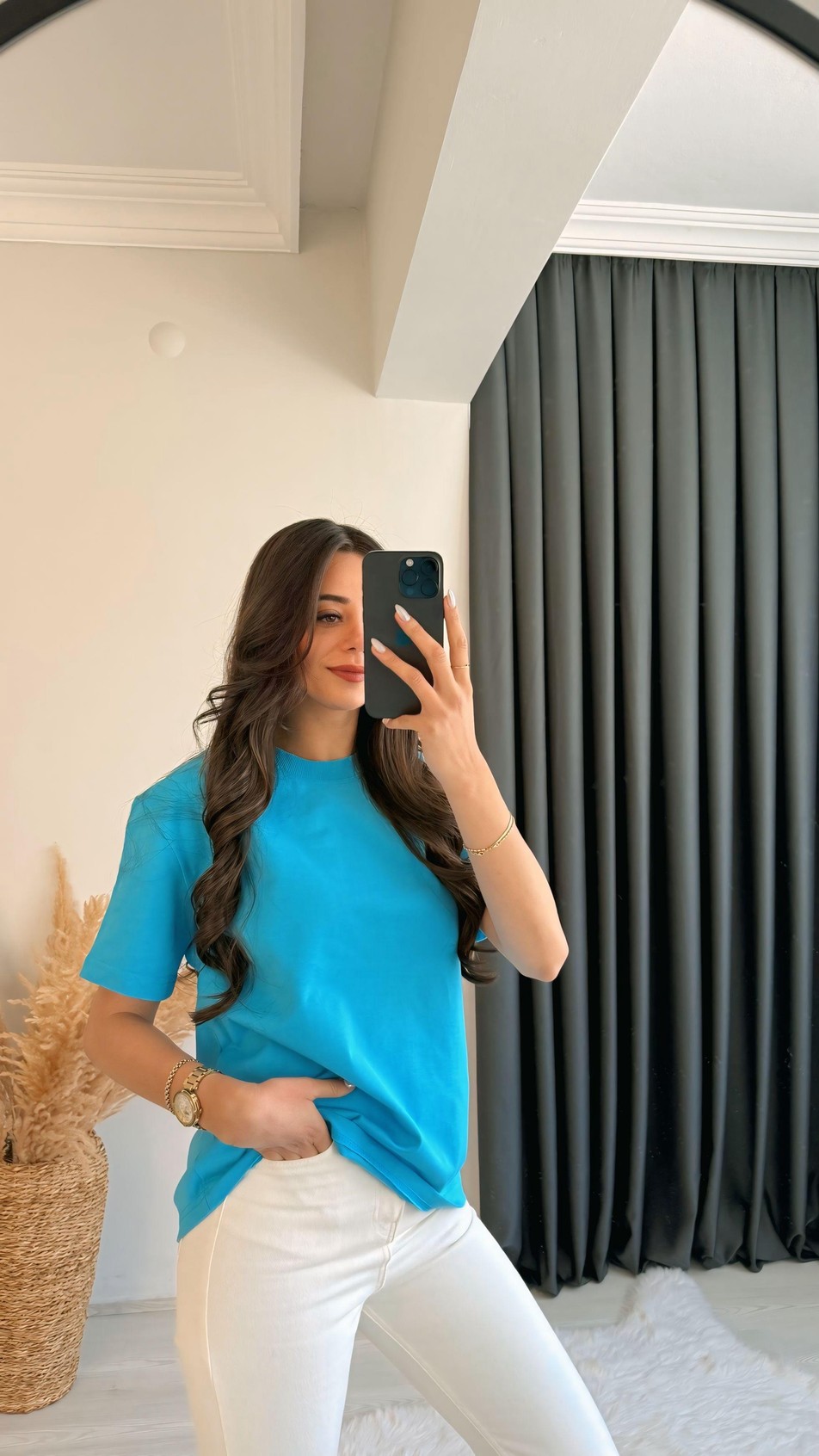 Mast Dilvin Pamuklu  Basic Tshirt Mavi