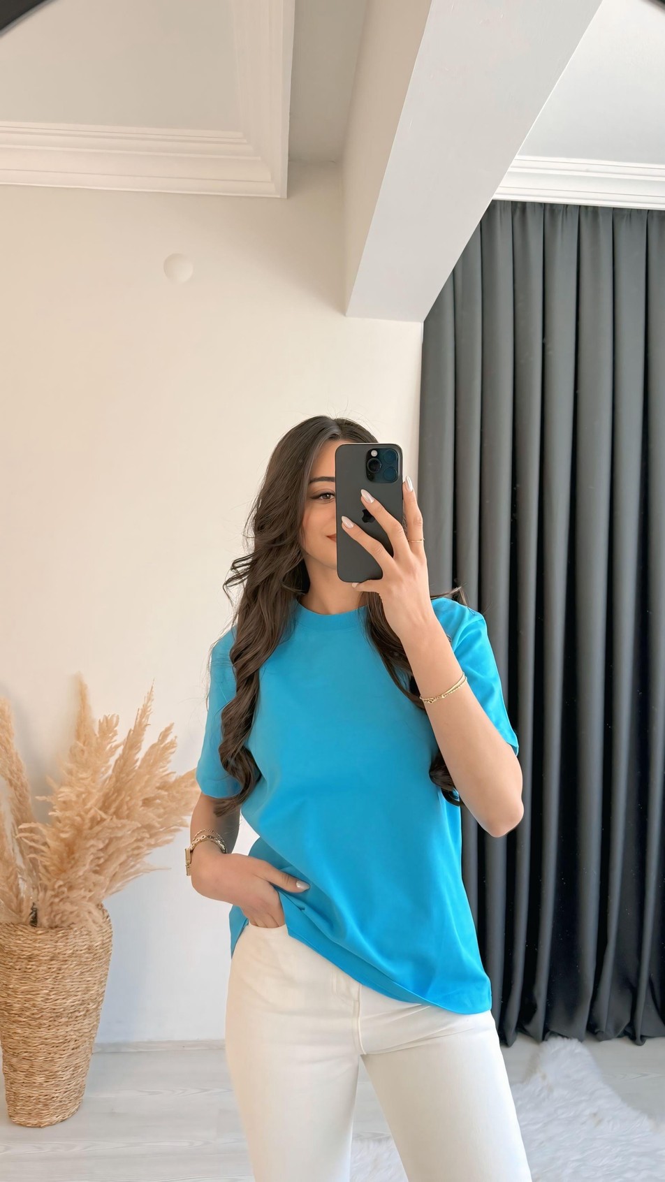 Mast Dilvin Pamuklu  Basic Tshirt Mavi