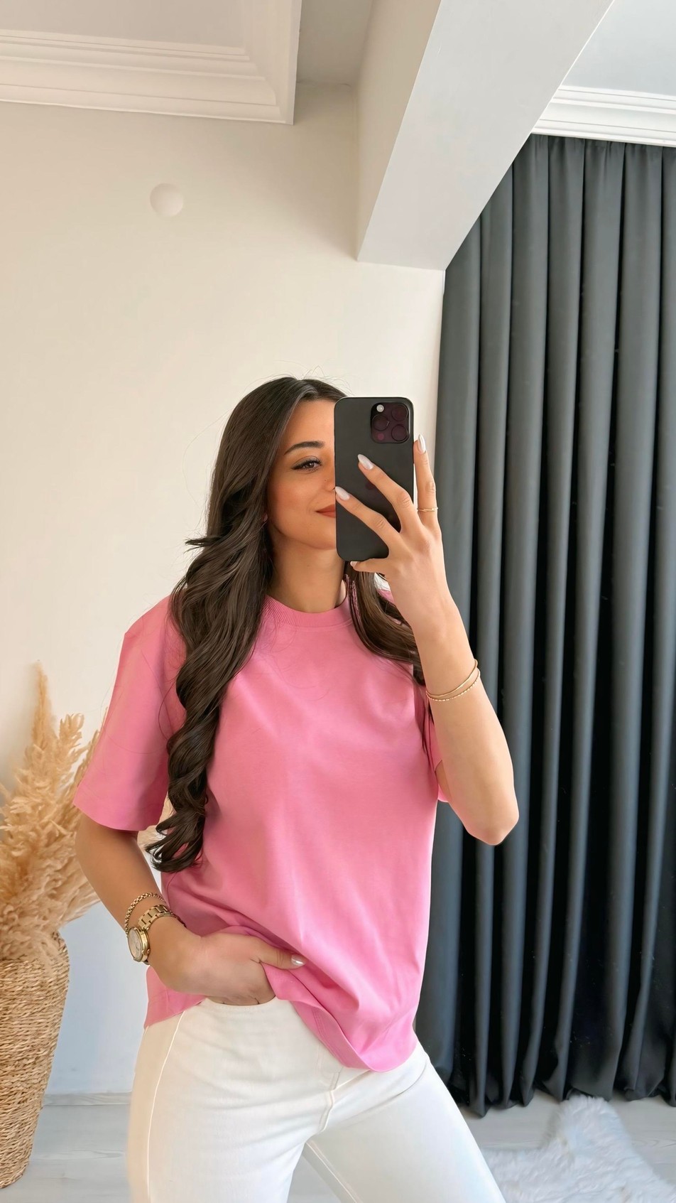 Mast Dilvin Pamuklu  Basic Tshirt Pembe
