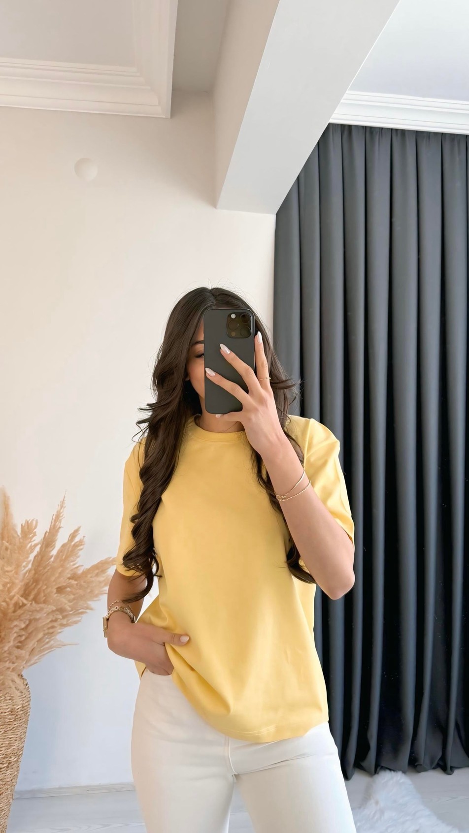 Mast Dilvin Pamuklu  Basic Tshirt Sarı