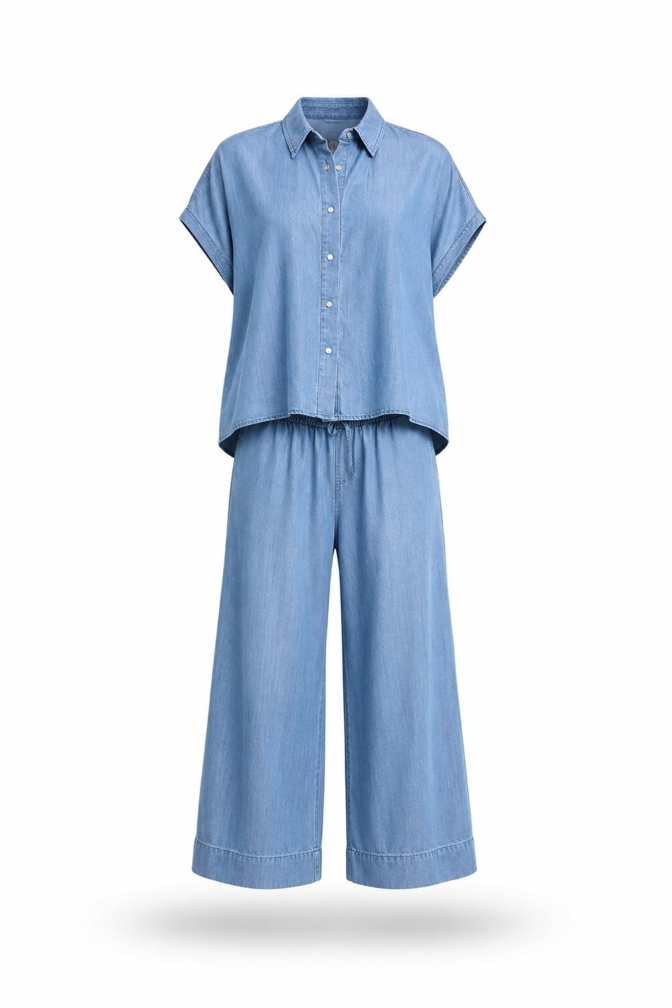 Molke İpek Tensel Açık Mavi Denim Takım