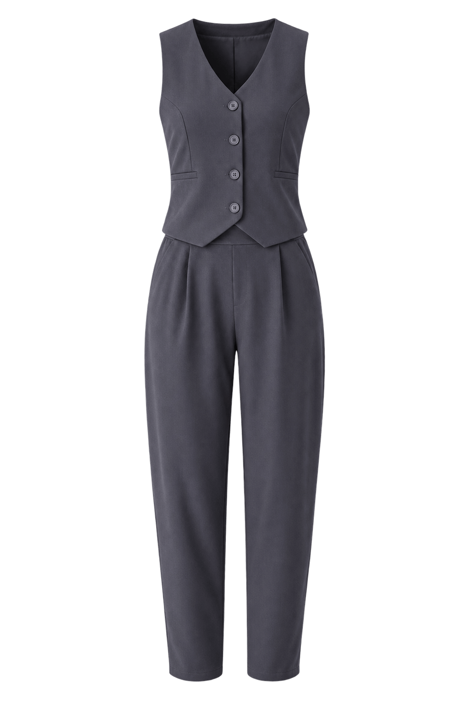 Odete Likralı Pantalon Ve Yelek Füme Takım
