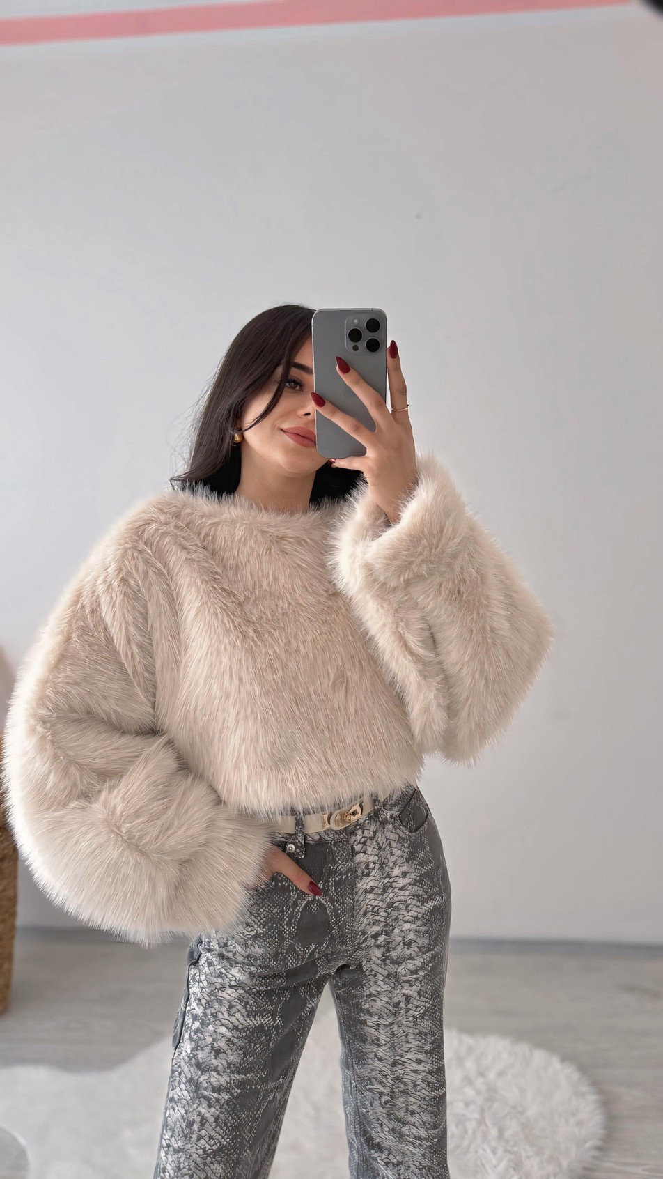 Porter Krem Kürk Sweat