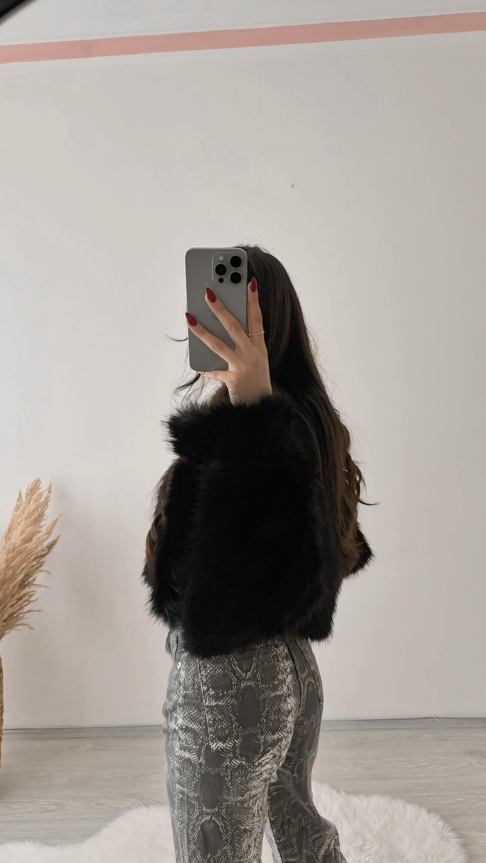 Porter Siyah Kürk Sweat