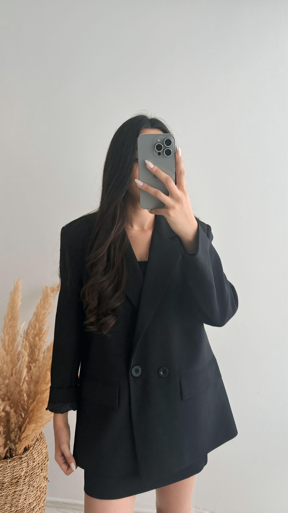Premium Kalite Siyah Astarlı Double Kalın Kumaş Blazer Ceket Siyah