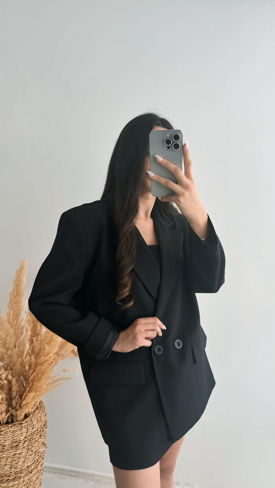 Premium Kalite Siyah Astarlı Double Kalın Kumaş Blazer Ceket Siyah