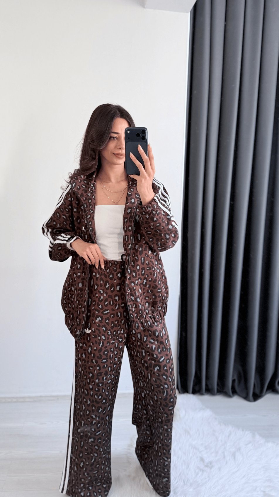 Stone Marka Model Kahverengi Leoparlı Eşofman Takımı