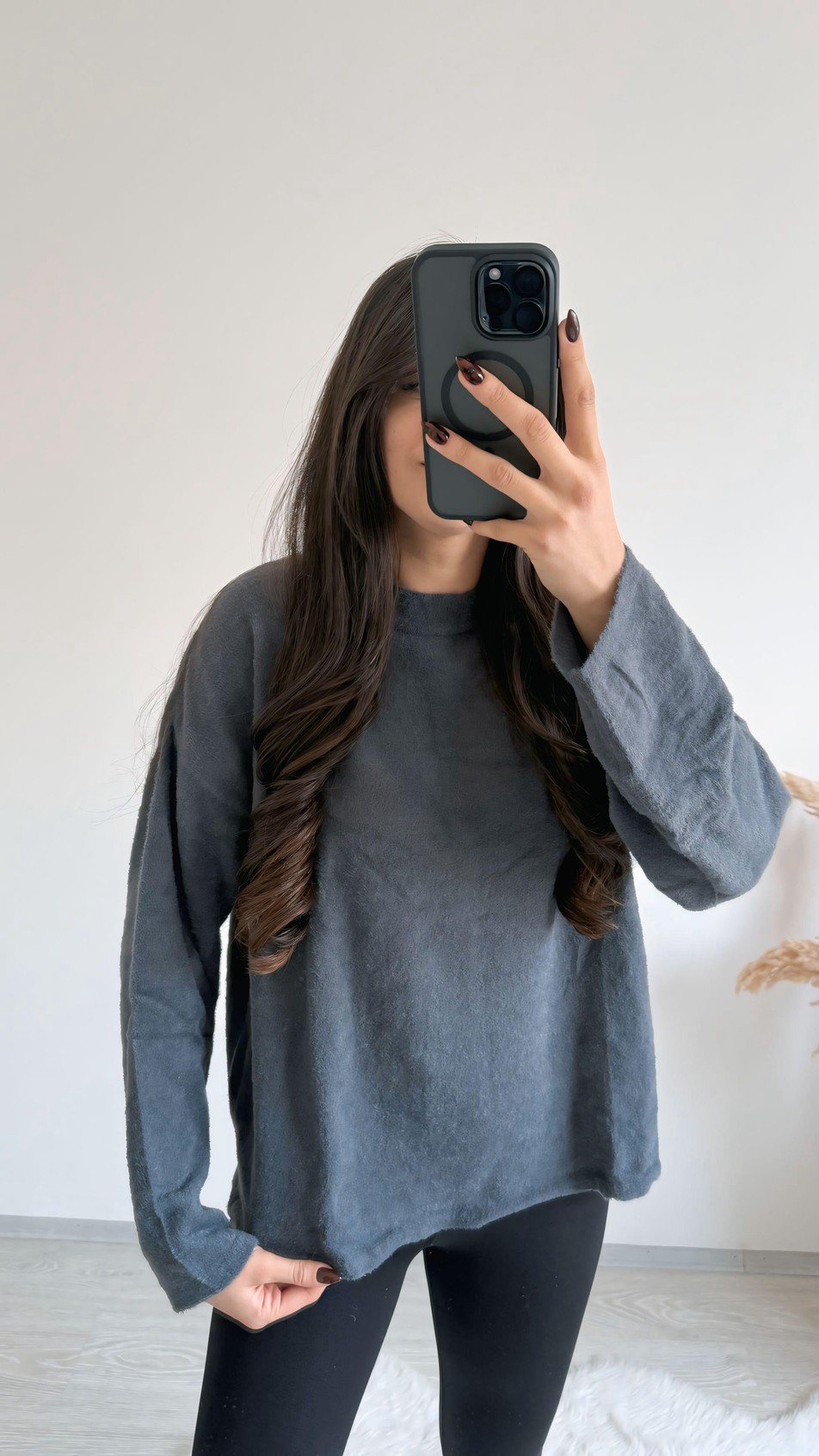 Susie Dik Yaka Basic Yumoş Kazak Antrasit