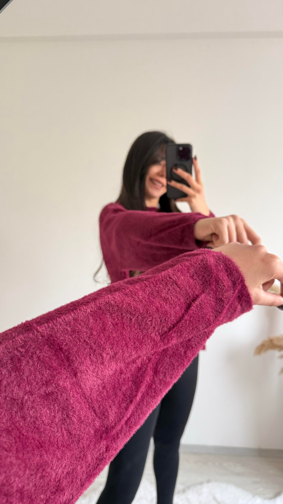 Susie Dik Yaka Basic Yumoş Kazak Bordo