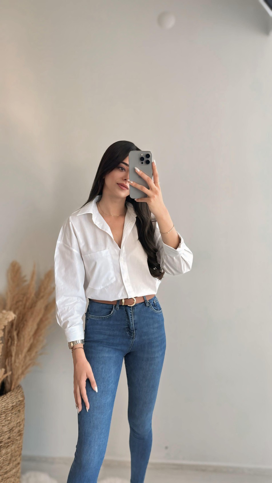 Wave Varaklı Çizgili Poplin Gömlek Beyaz