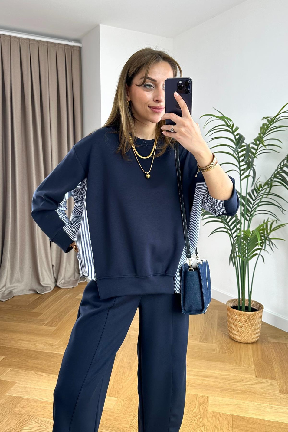 Tyren Lacivert Gömlek Detaylı Modal Sweatshirt
