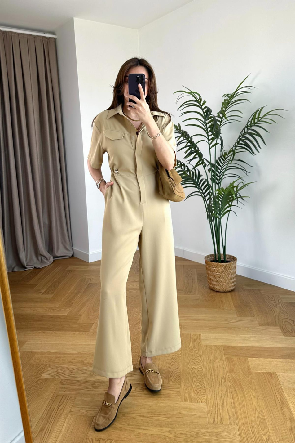 ZR Bolente Bej Beli Lastikli Tulum