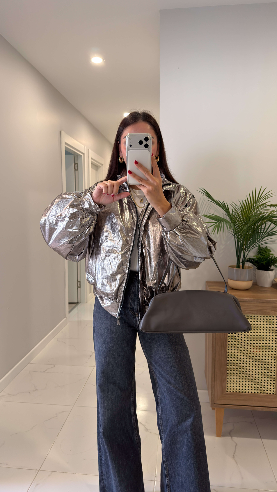 Asol Metal Parlak Kapitone Ceket