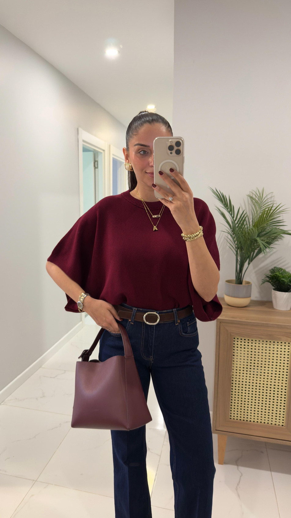 Dilvin Felsa Bordo Yarasa Kol Triko