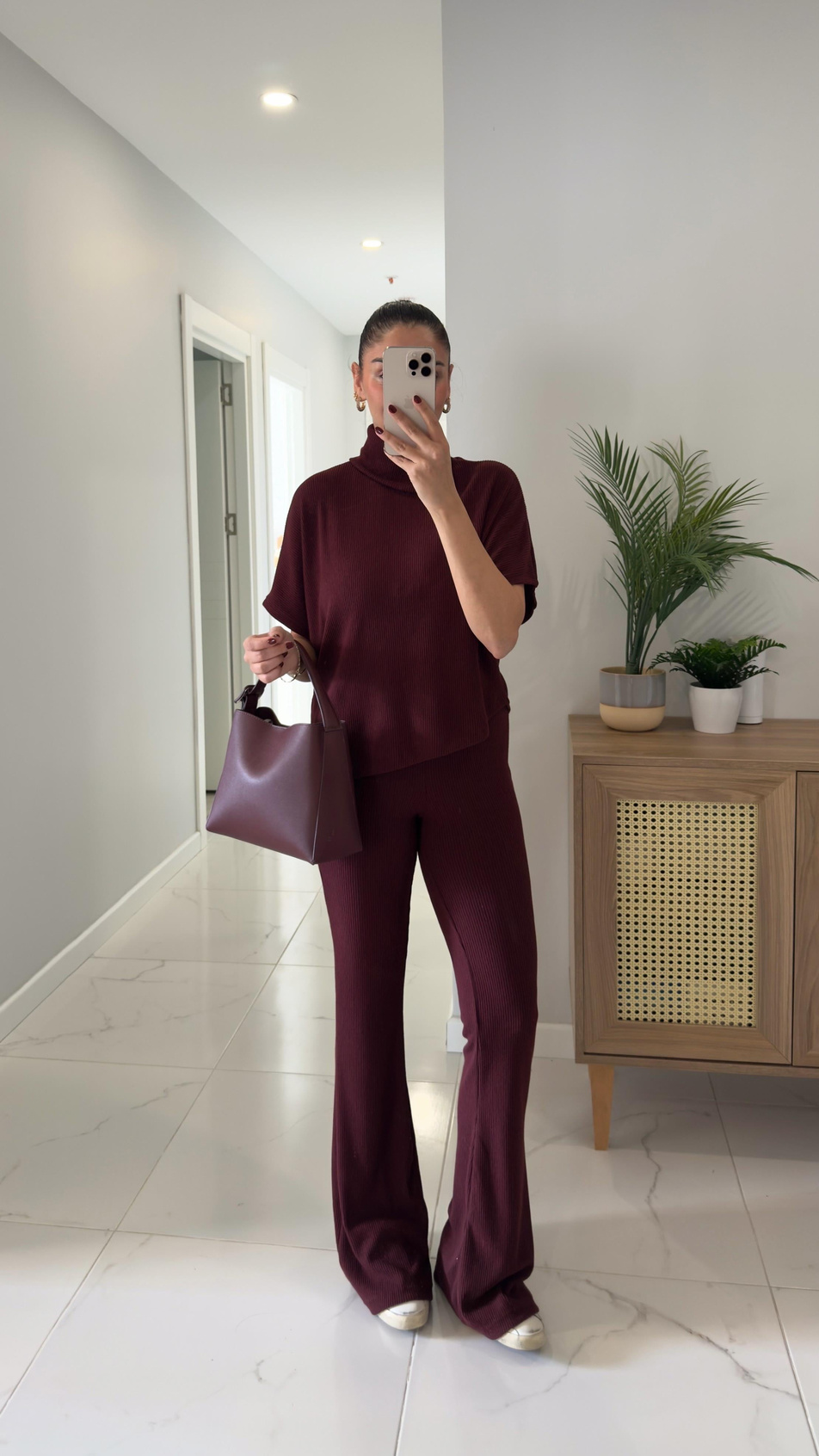 Dilvin Sia Bordo Asimetrik Kesim Örme Pantolon Takım