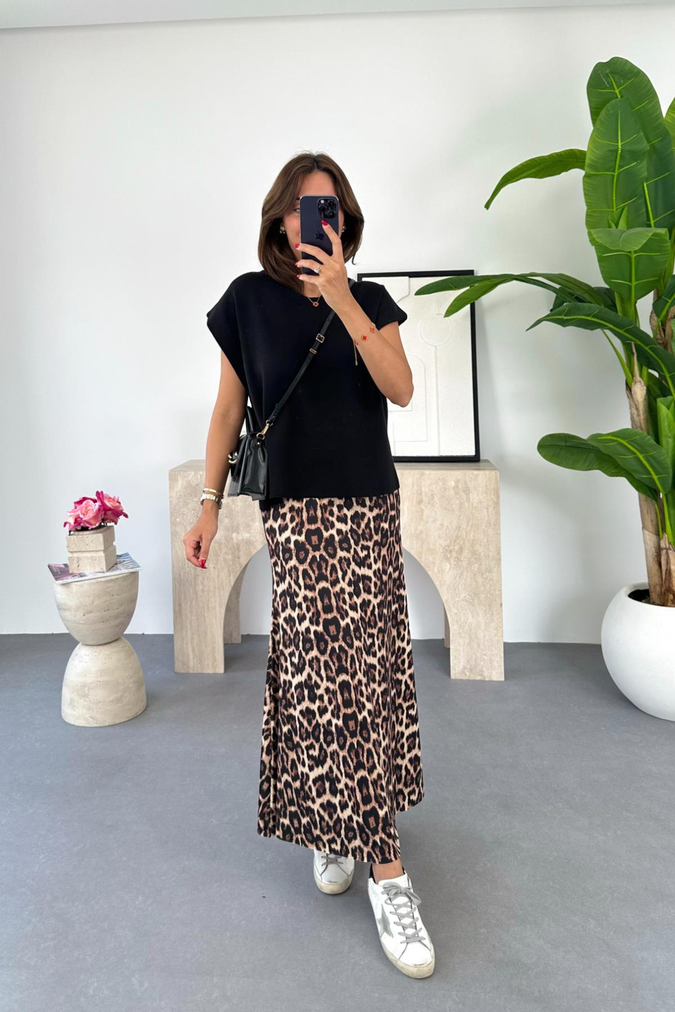 Rose Leopar Desenli Maxi Boy Etek