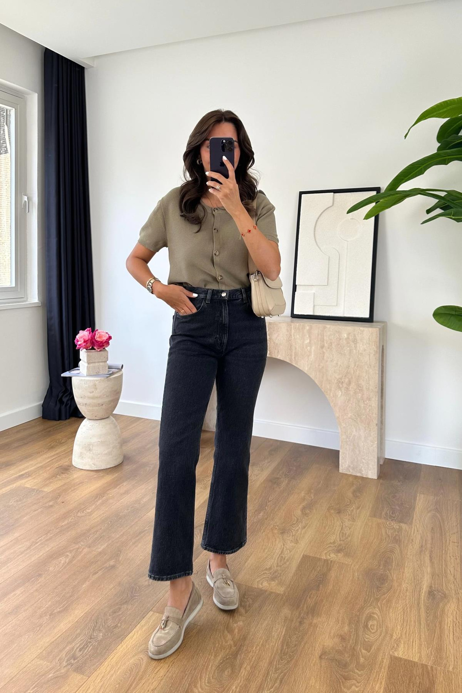 Monesa Koyu Antrasit Mom Fit Jean