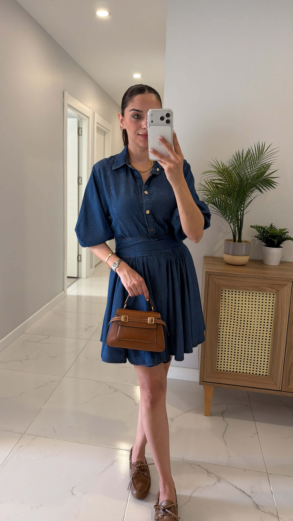 Erisya Lacivert Tensel Denim Elbise