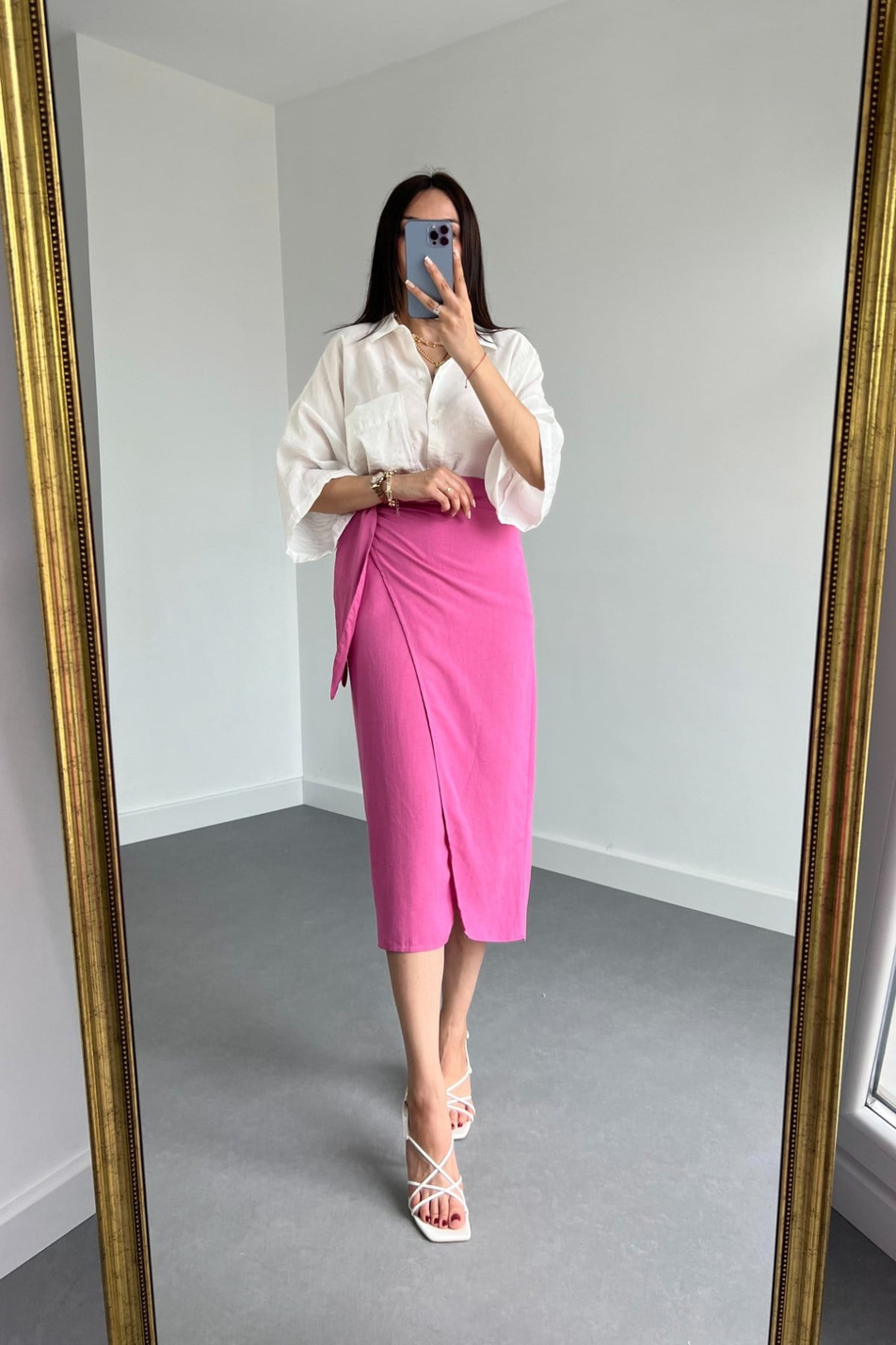 Pembe Kruvaze Keten Etek