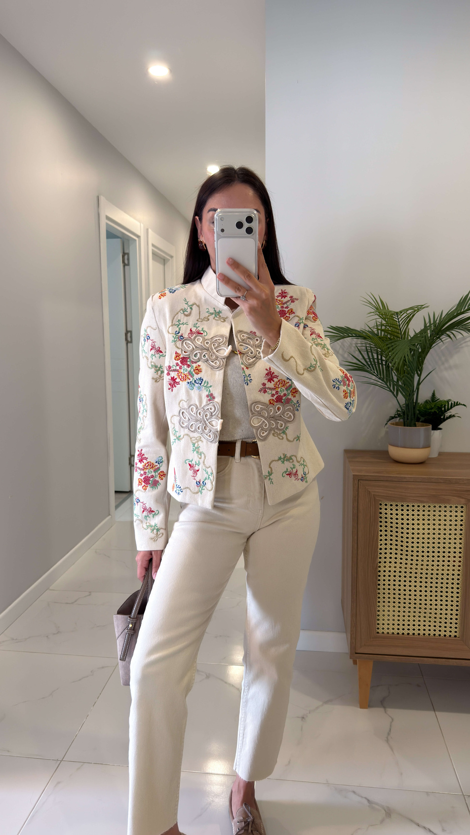 Florse Bej Nakışlı Ceket