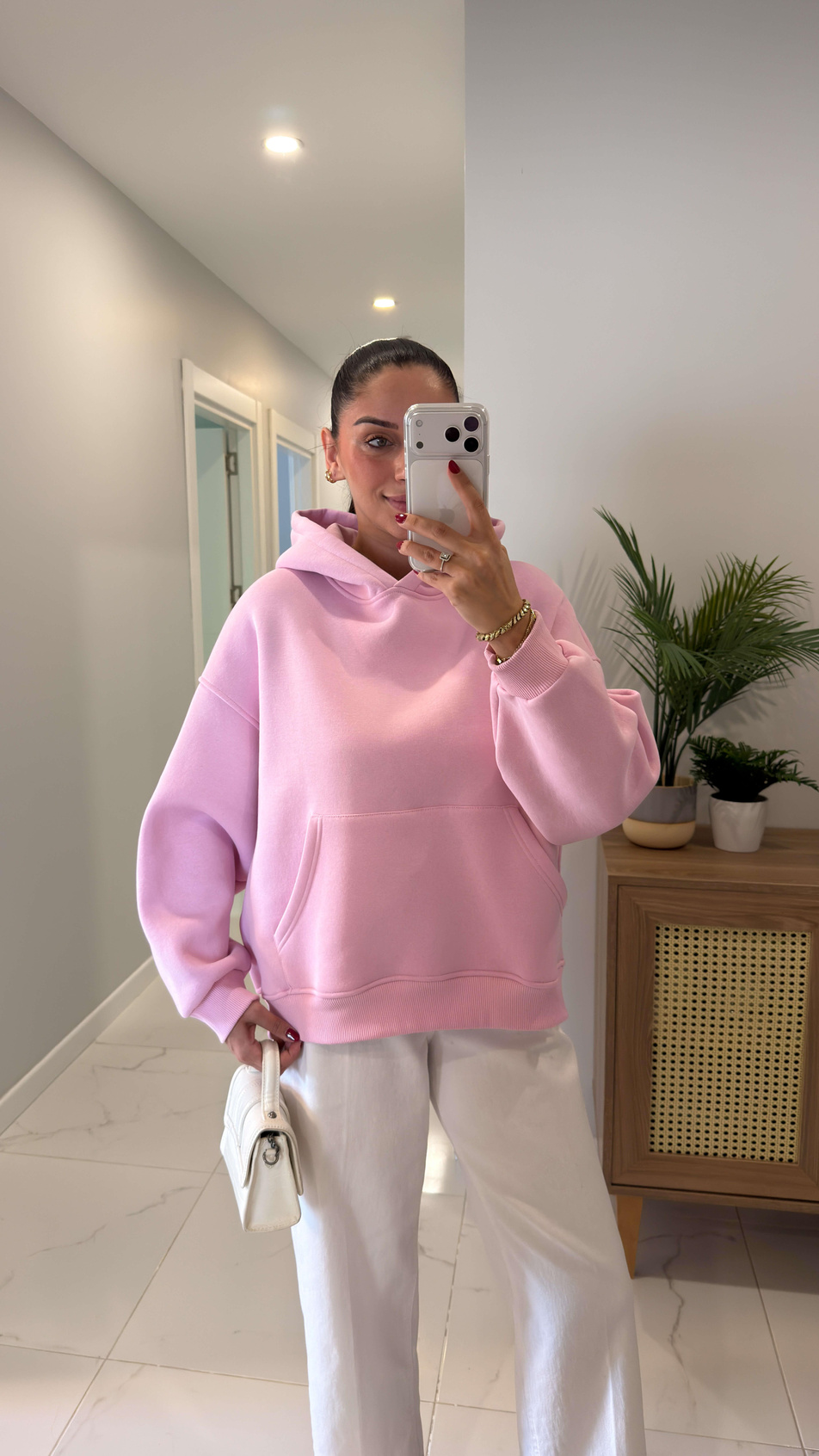 Fora Pembe Cep Detaylı Kapüşonlu Sweat
