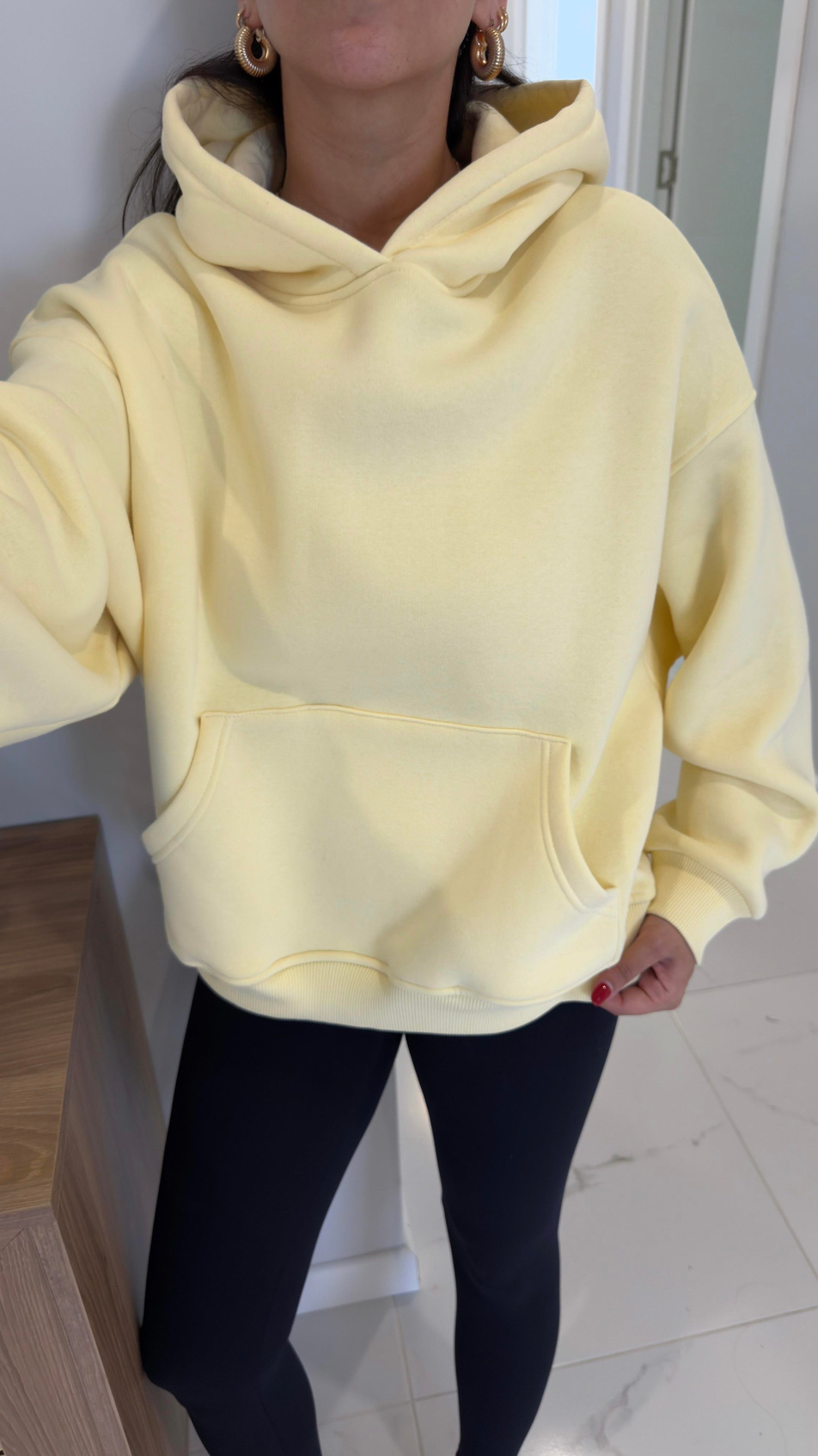 Fora Sarı Cep Detaylı Kapüşonlu Sweat