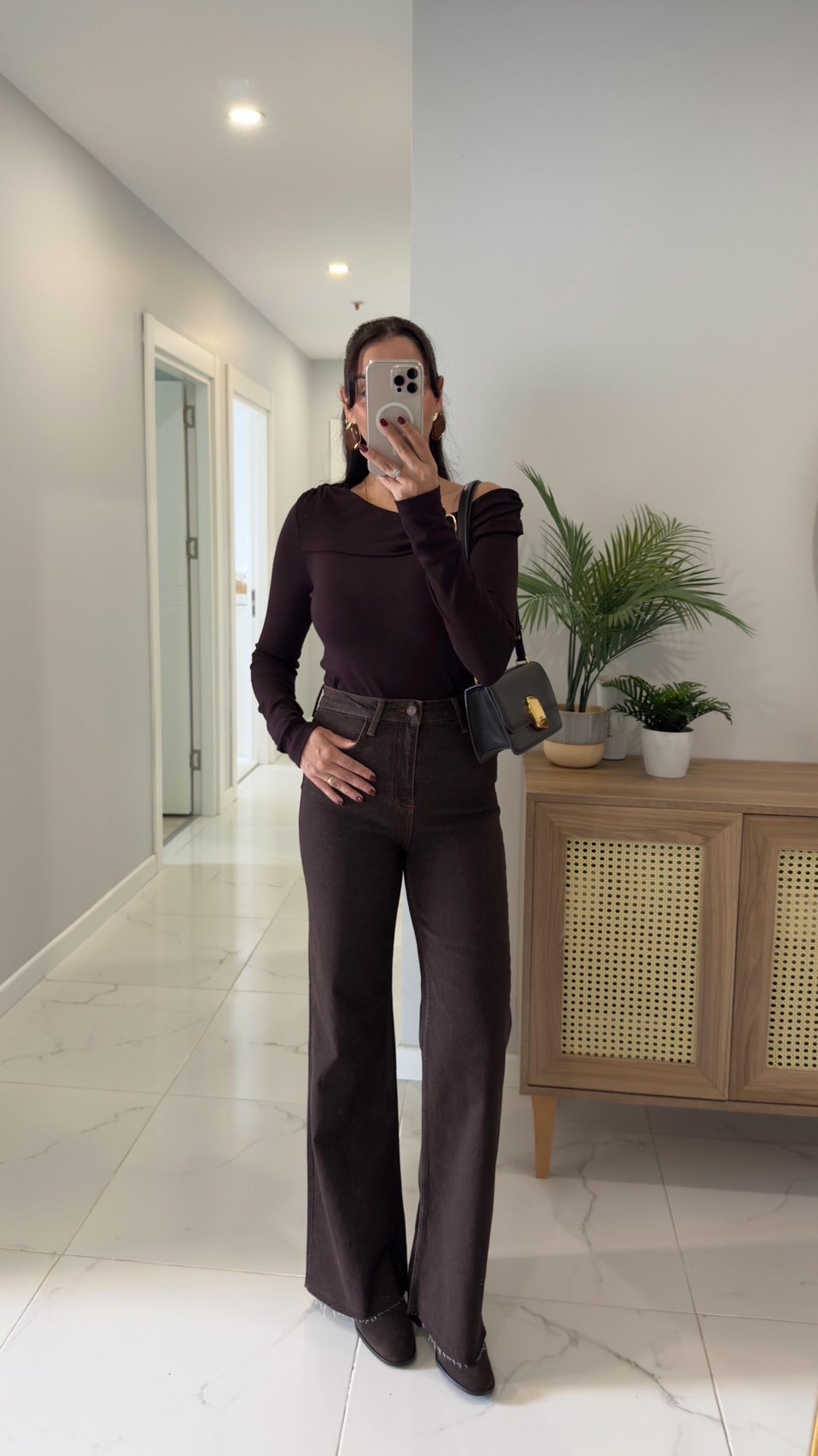 Hanna Kahve Push Up İspanyol Paça Jean