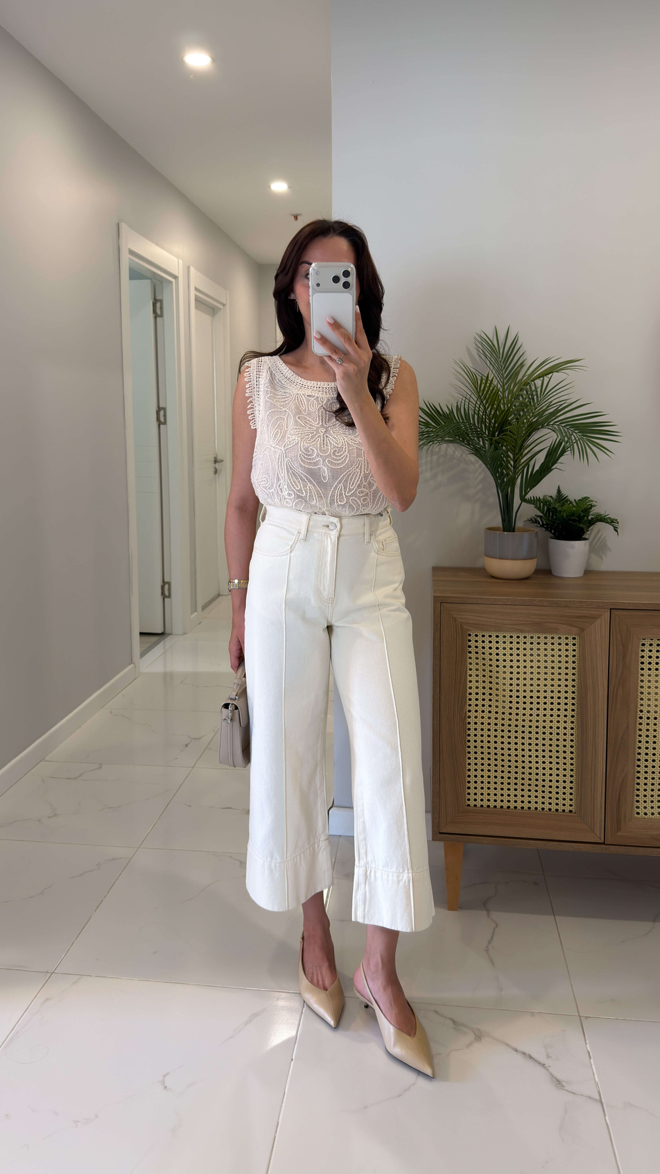 Heyra Ekru Önü Çımalı Jean
