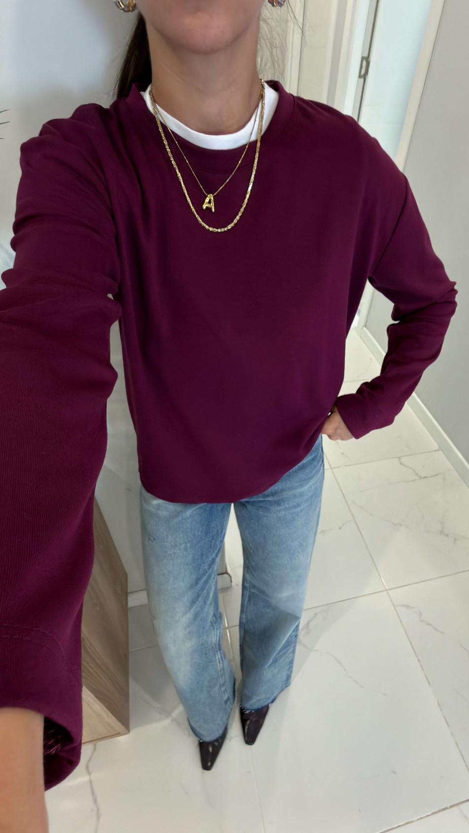 Hisna Mürdüm Uzun Kollu Basic Sweat