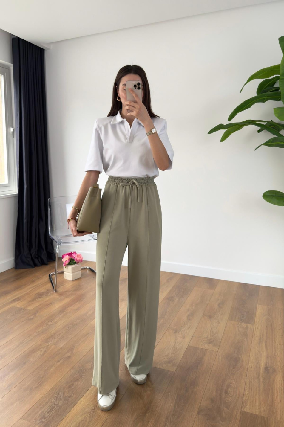 Jenisa Olive Çımalı Pantolon