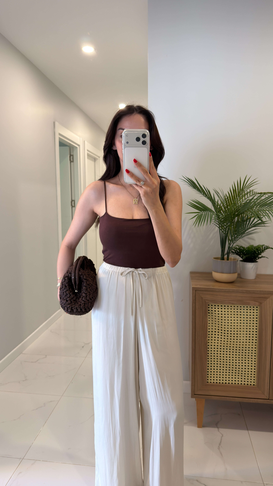 Jeran Kahve İp Askılı Crop