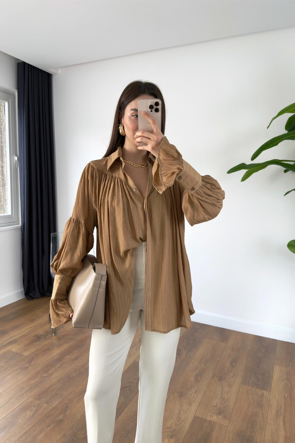 Kenissa Camel Büzgülü Gömlek