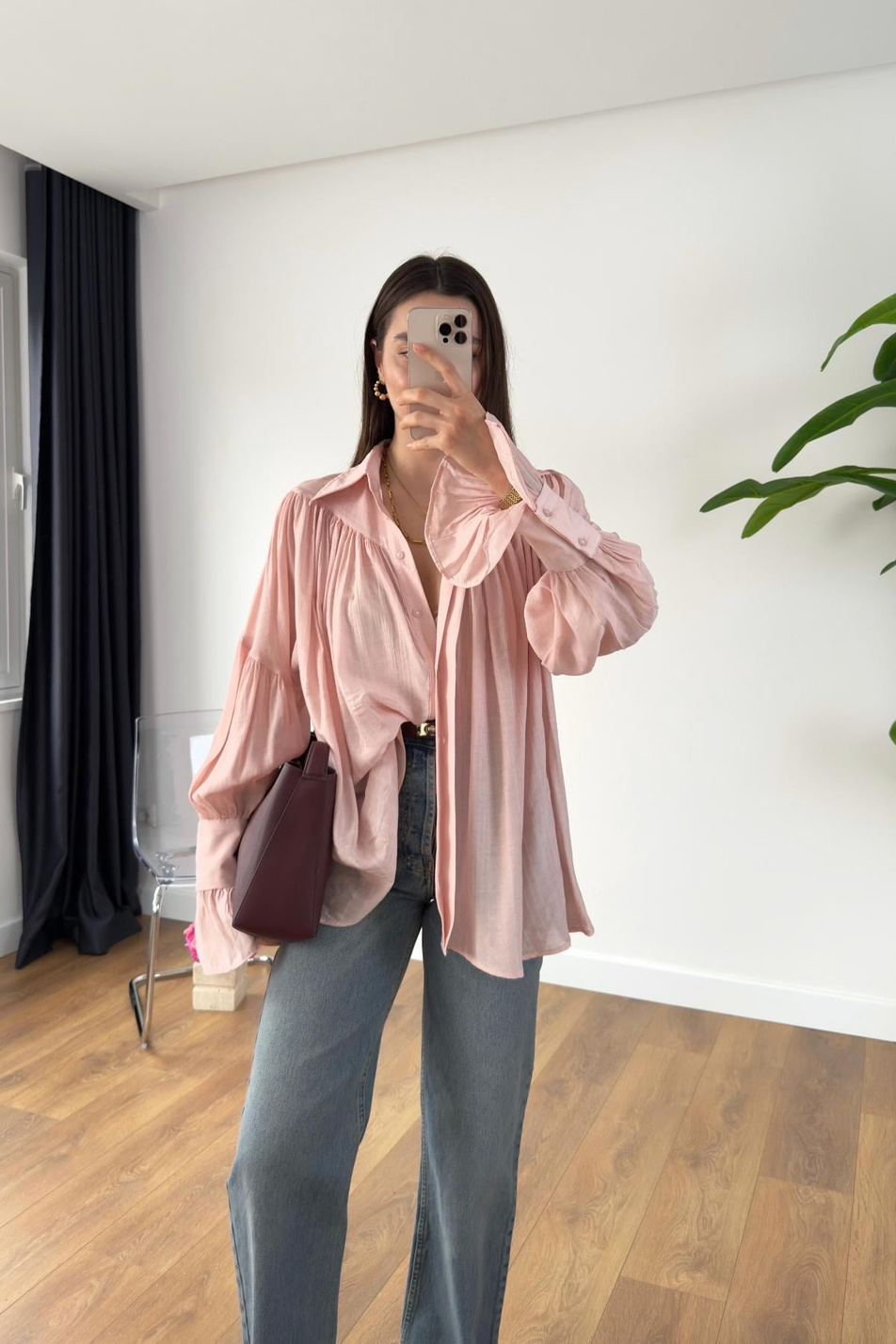 Kenissa Pembe Büzgülü Gömlek