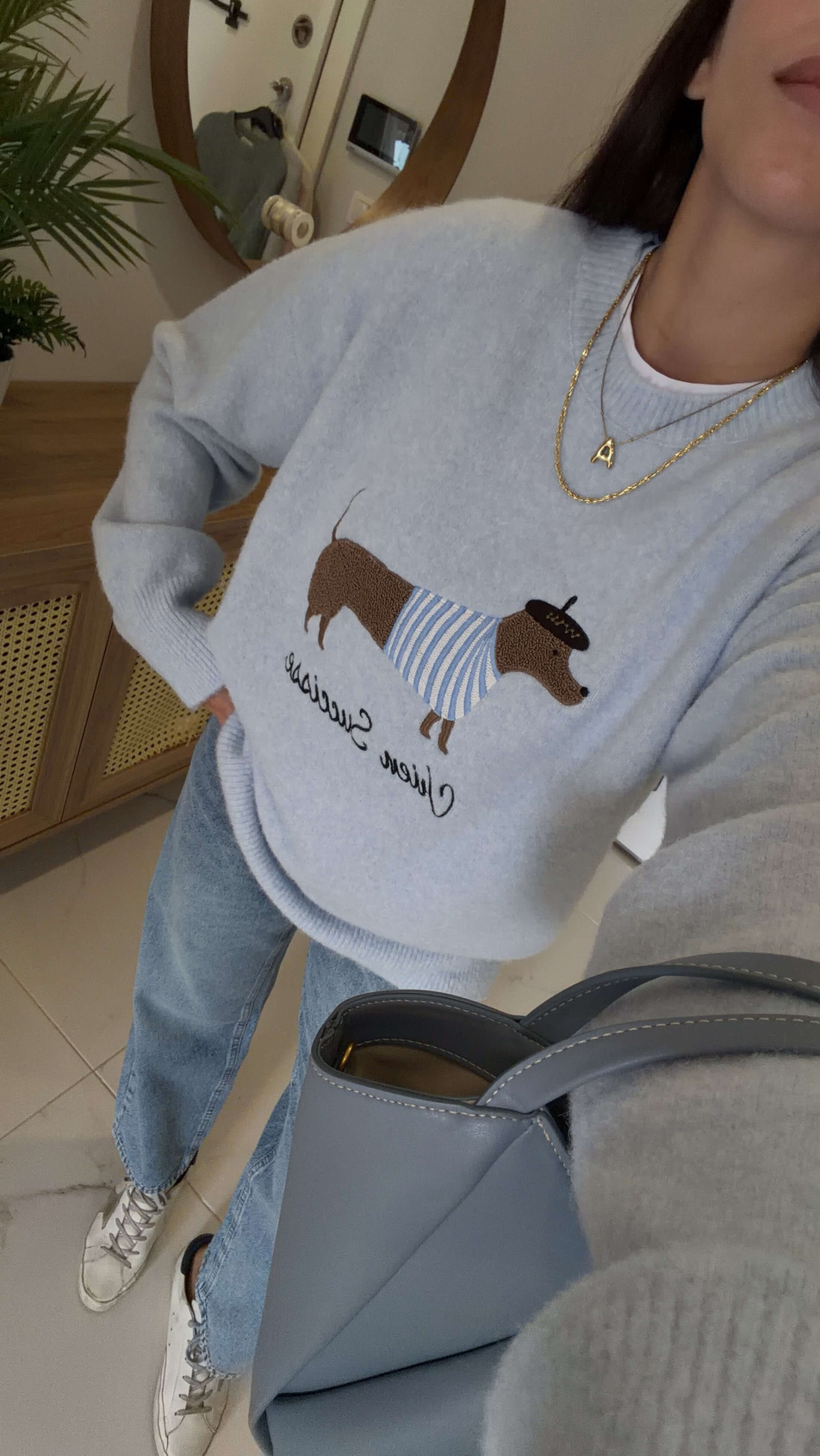 Lucky Bebe Mavisi Dog Figürlü Triko