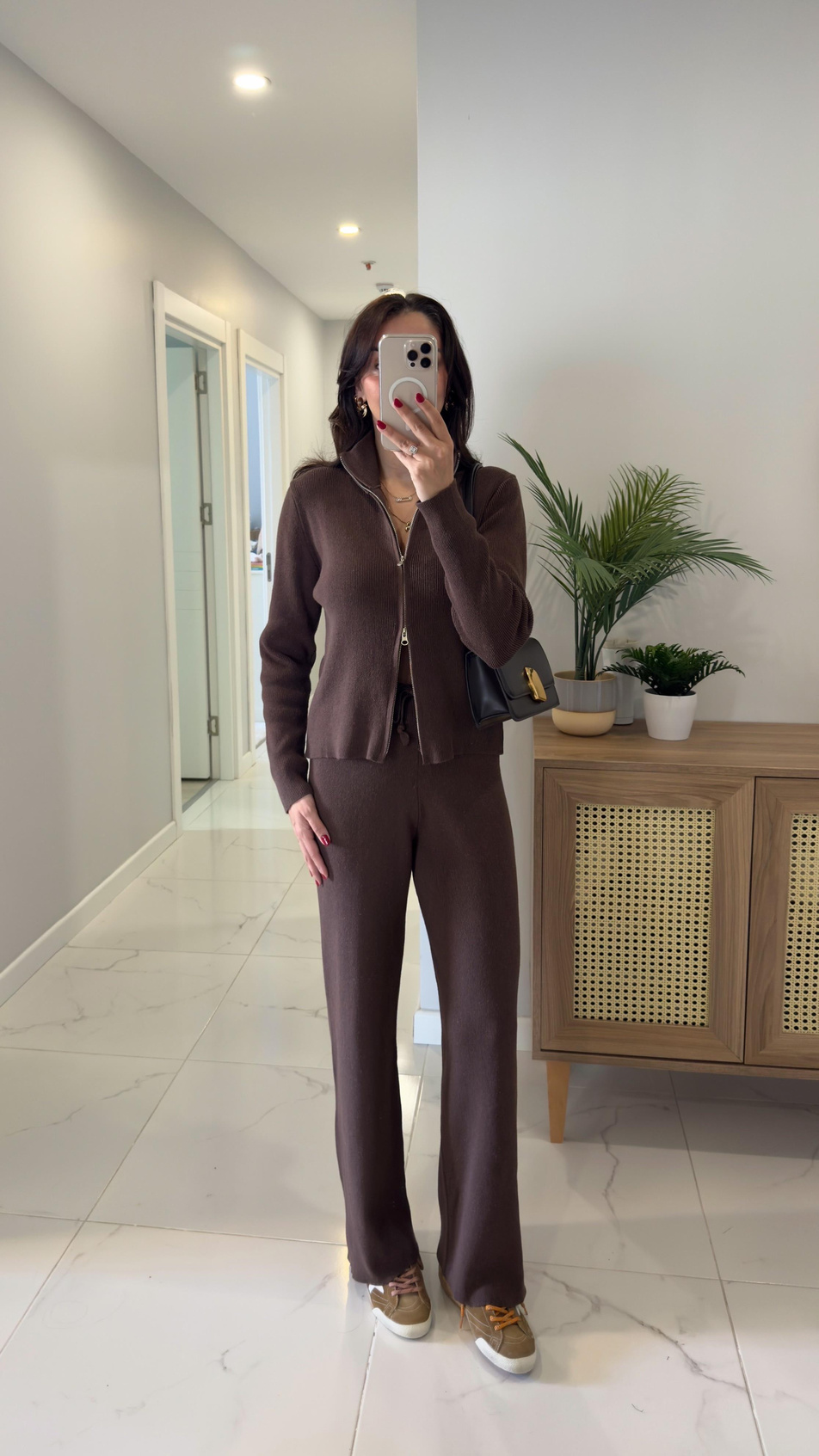 MD Jua Kahve Fermuarlı Triko Takım