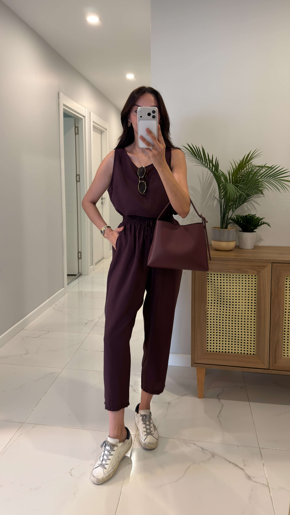Mone Bordo Tensel Kolsuz Bluz Pantolon Takım