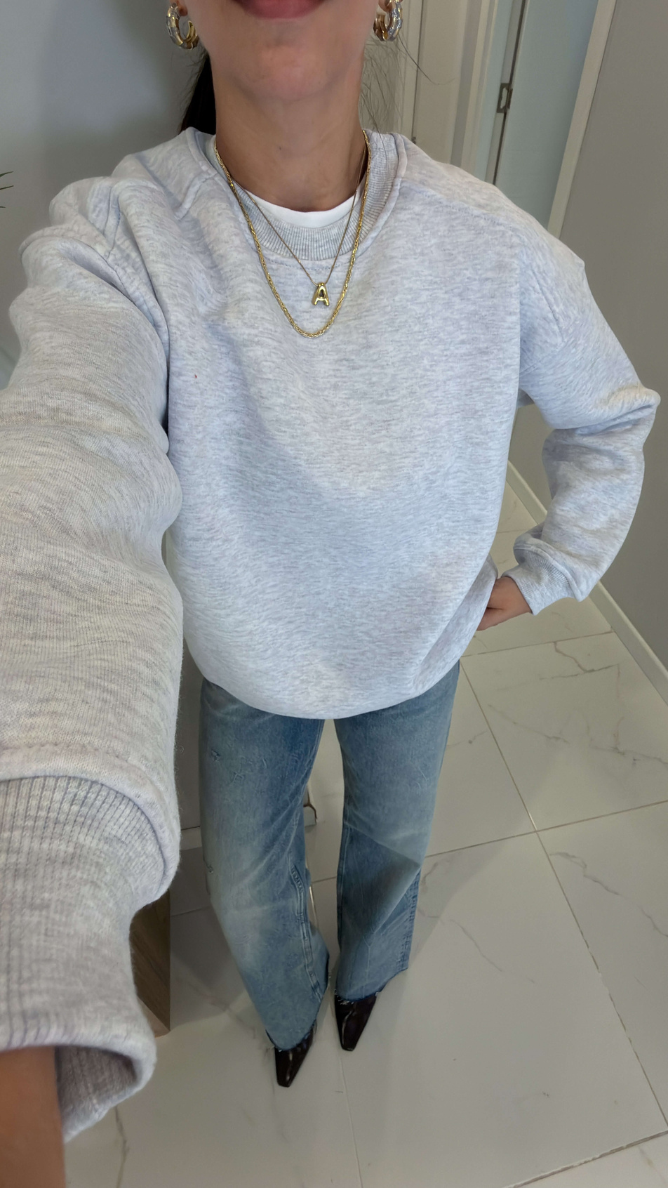 Nendy Gri Şardonlu Basic Sweat
