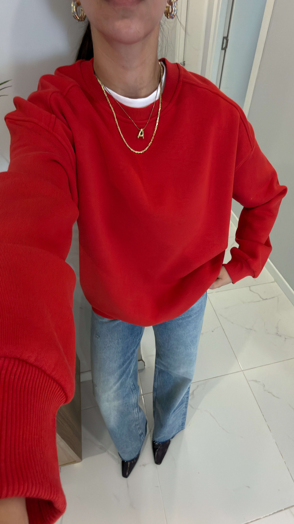 Nendy Kırmızı Şardonlu Basic Sweat