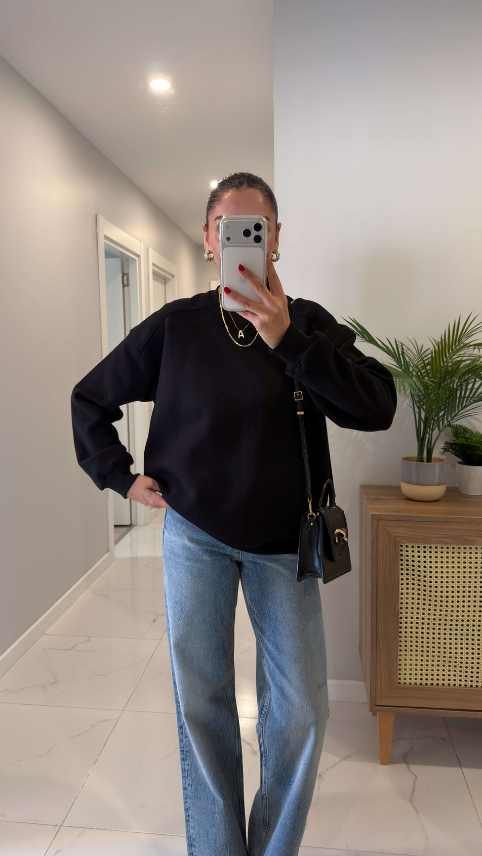 Nendy Siyah Şardonlu Basic Sweat
