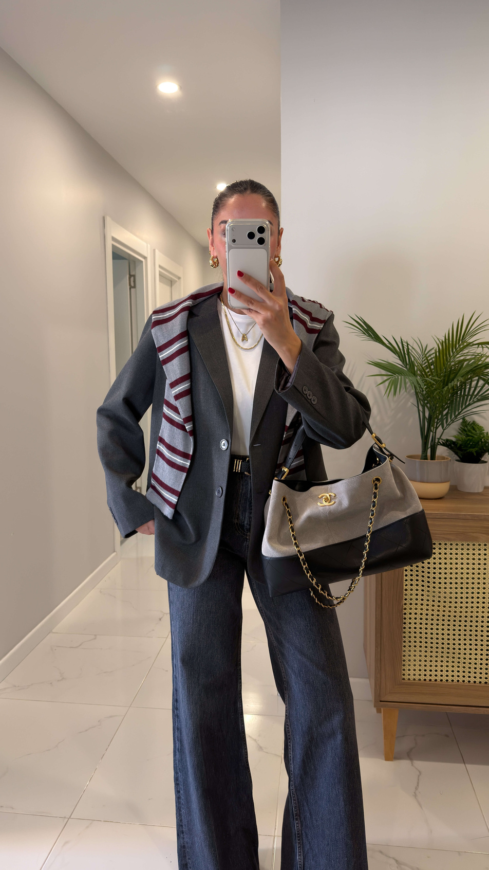 Owers Gri Oversize Blazer Ceket
