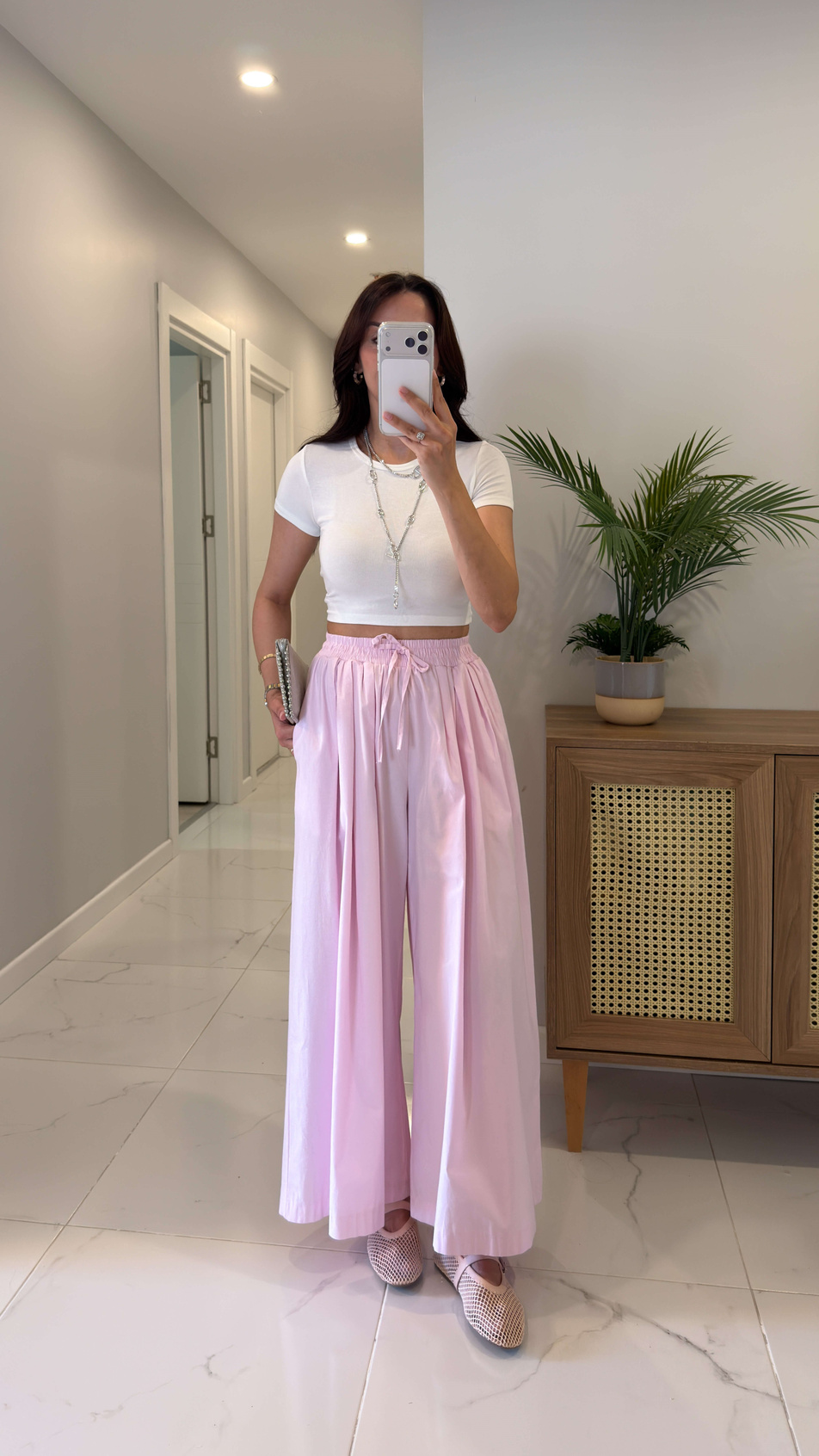 Sanne Pembe Bol Paça Pantolon