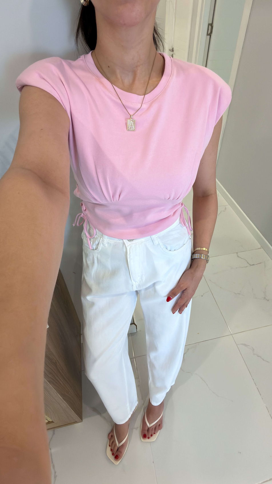 Sitta Pembe Yanları İpli Bluz