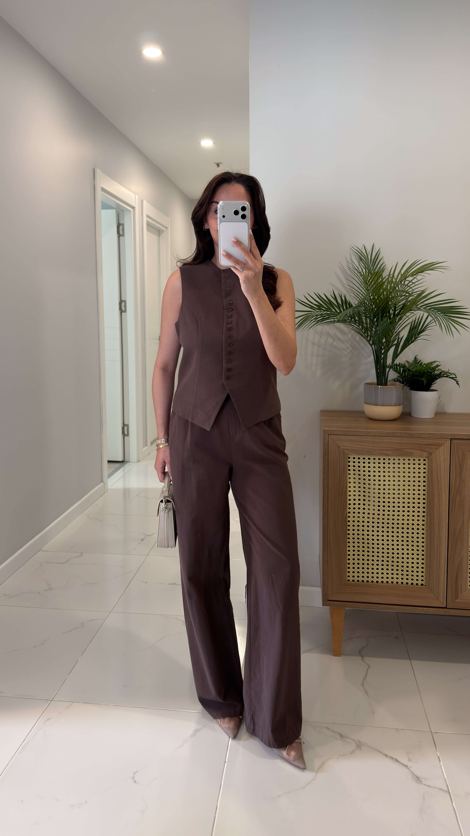 Sowes Kahve Yelek Pantolon Takım