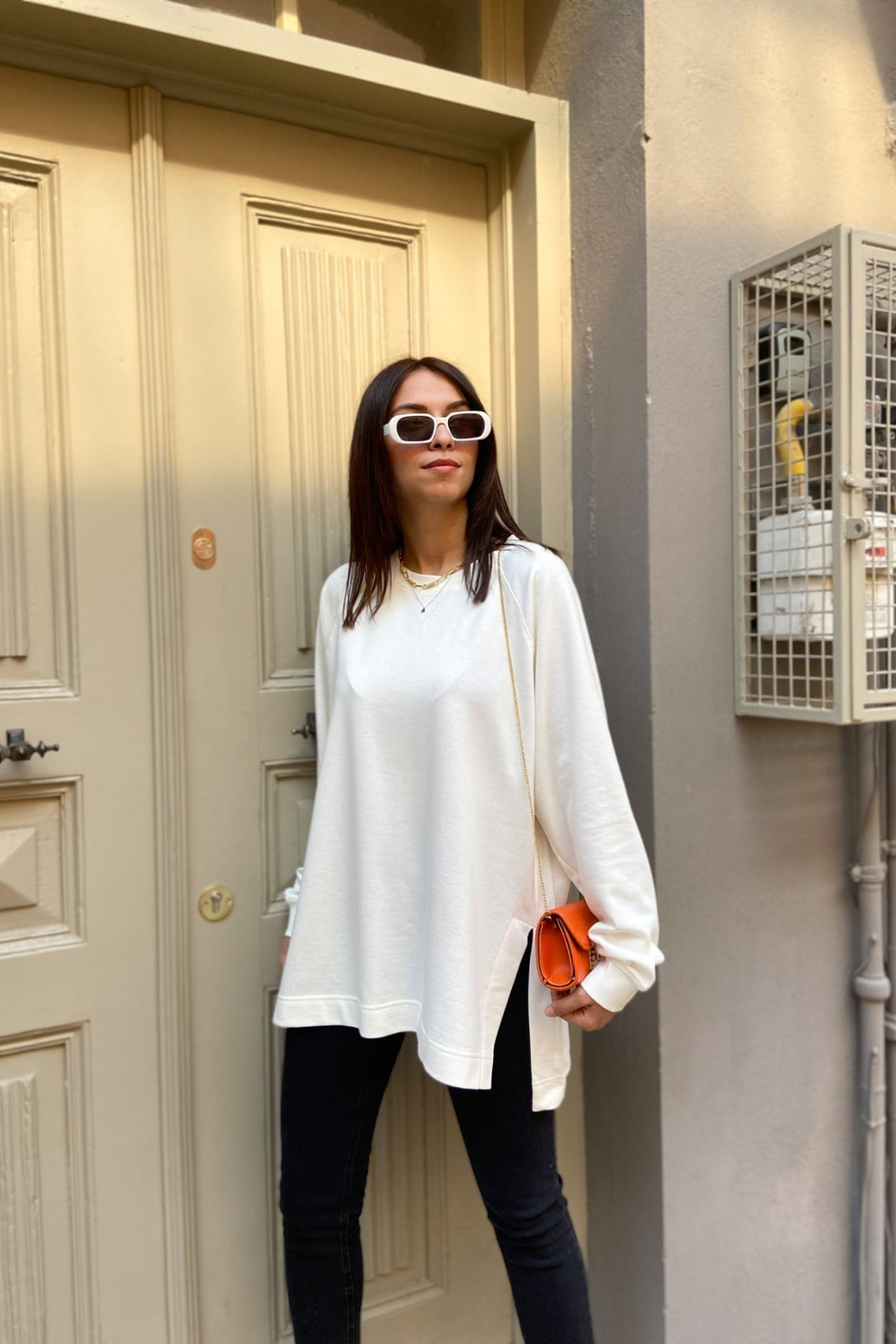 Beyaz Oversize Sweatshirt