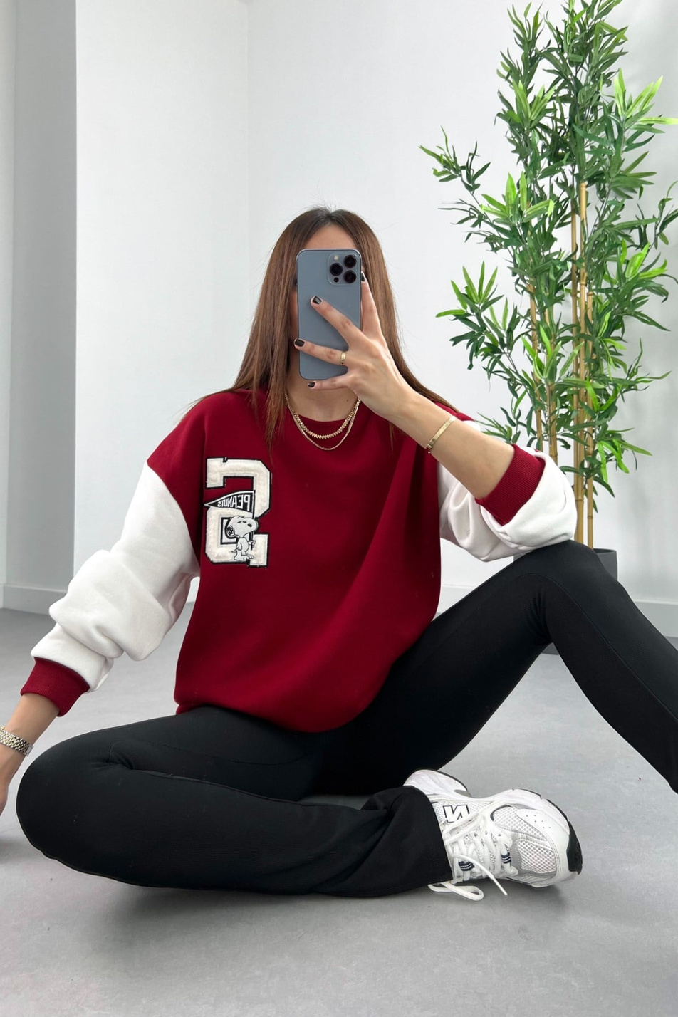 ZR Bordo Baskı Detaylı Sweatshirt