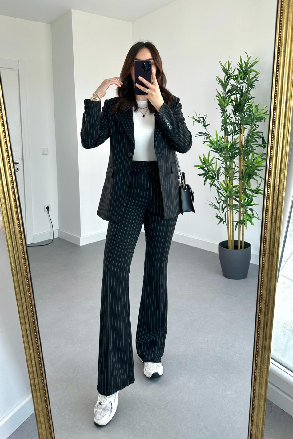Siyah Çizgili Premium Blazer Pantolon Takım