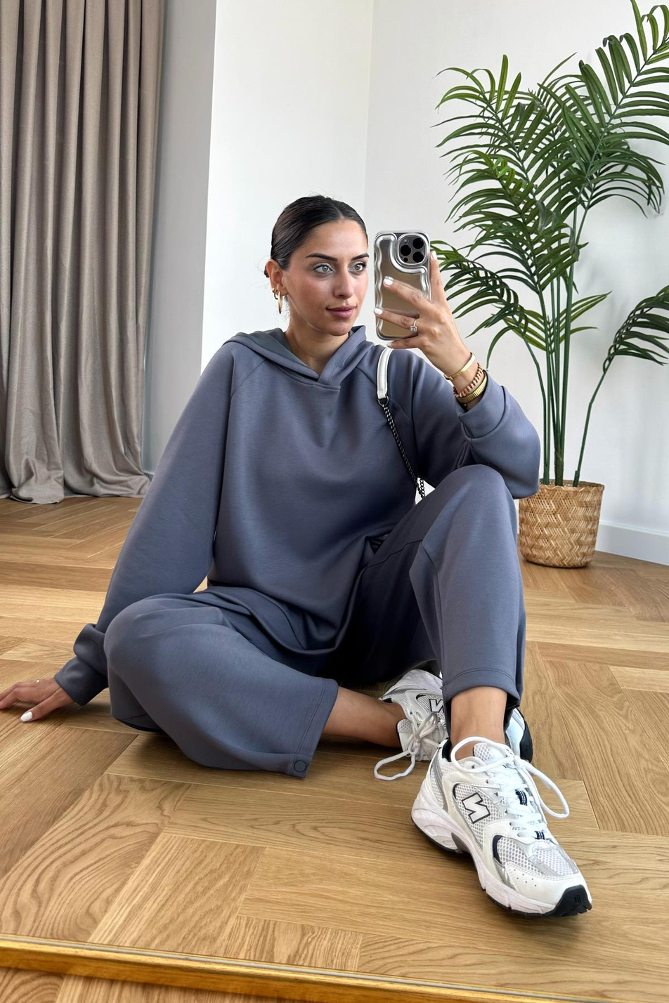 Storm Antrasit Modal Sweatshirt Pantolon Takım