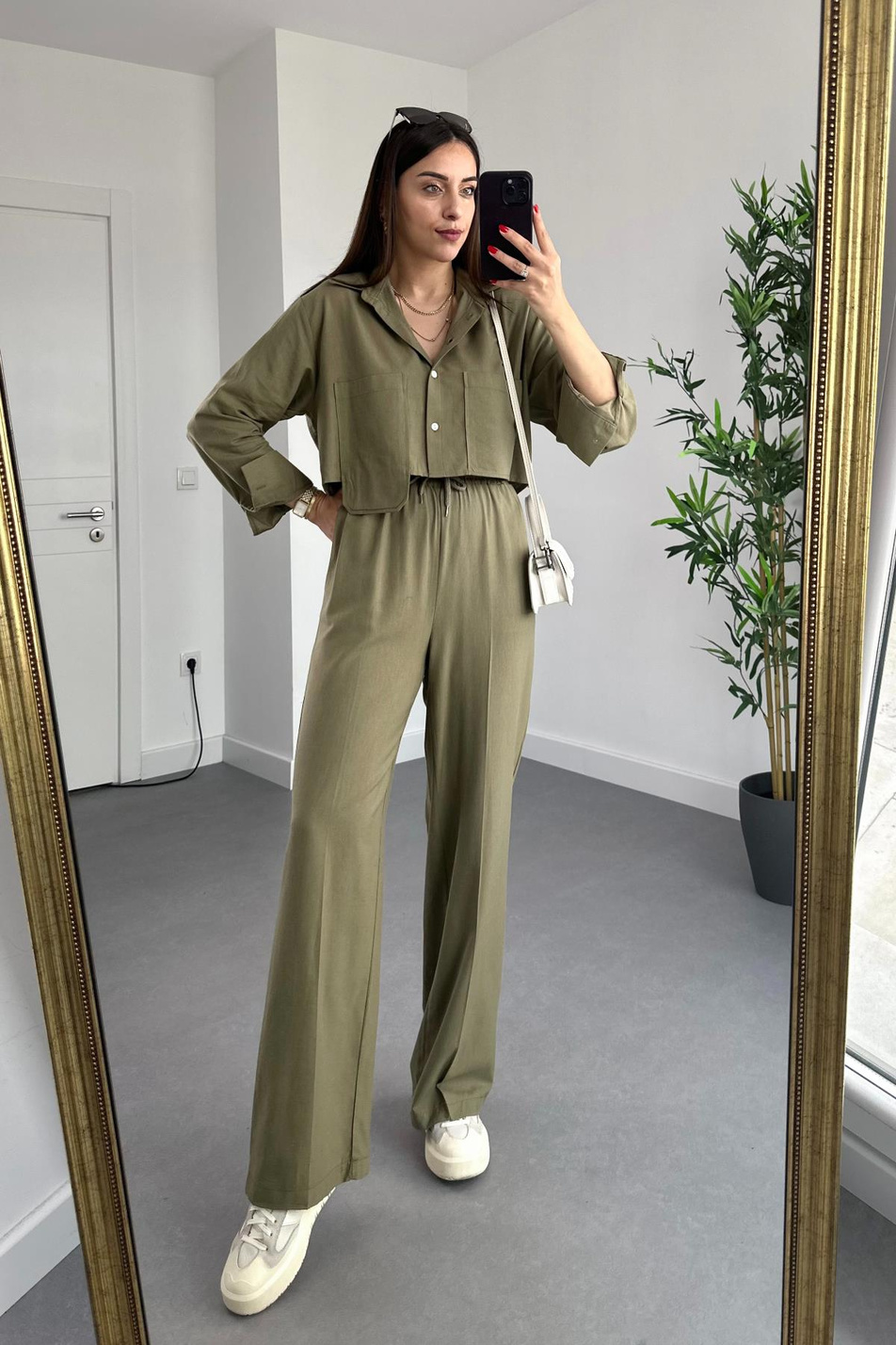 Willow Haki Premium Keten Takım