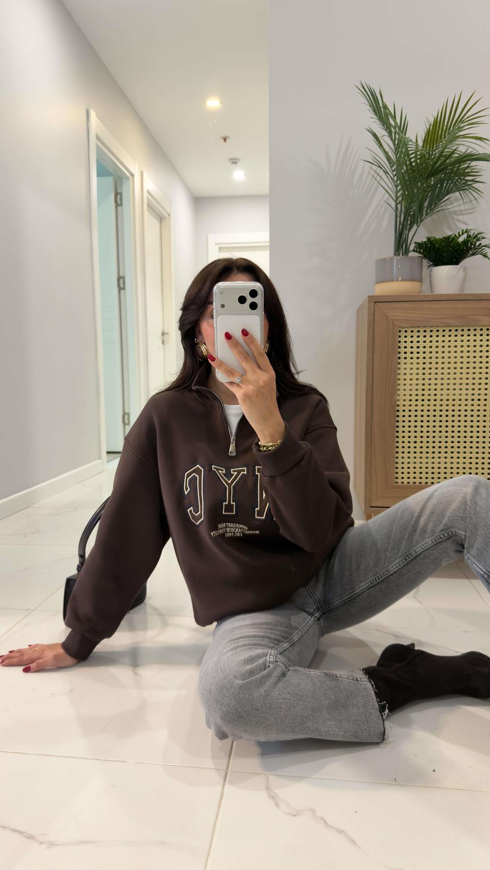 Tiessa Kahve NYC Baskılı Sweat