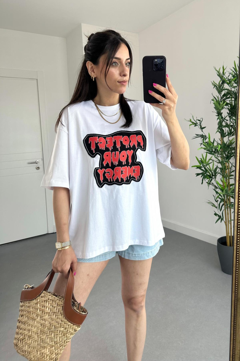 Twst Beyaz Protect İşlemeli Tişört